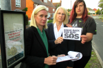 Bring Back Our Bus from left Amanda Milling, Dawn Hudson and Lucy Hudson